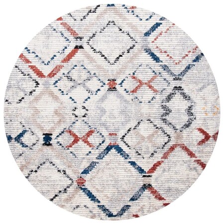 Safavieh 6 ft. 7 in. x 6 ft. 7 in. Morocco Power Loomed Round Area Rug; Grey & Navy MRC838F-7R